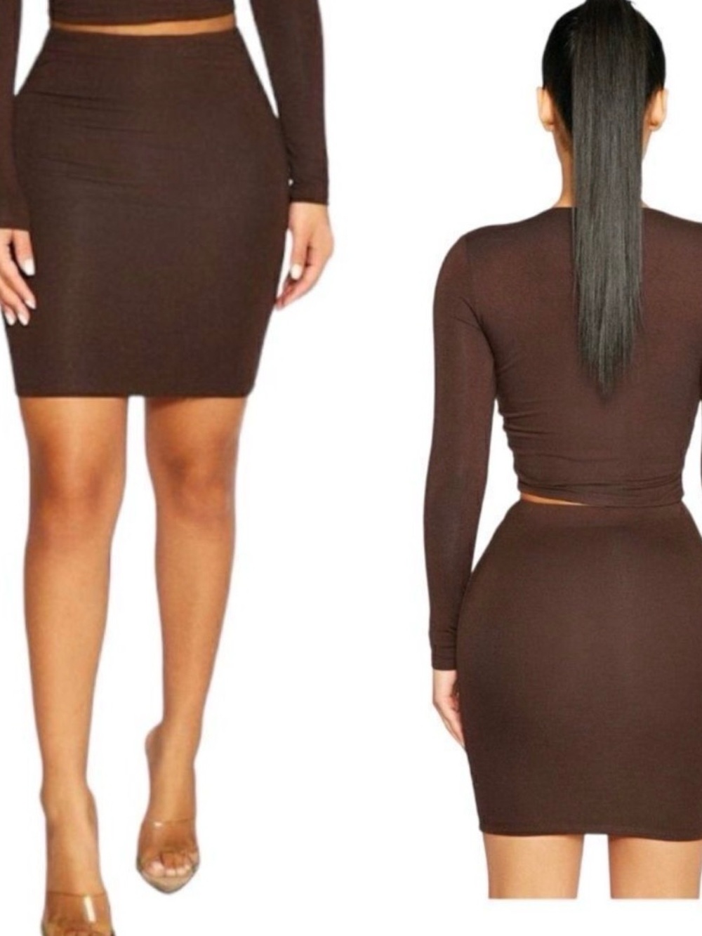 Naked Wardrobe miniskirt in chocolate